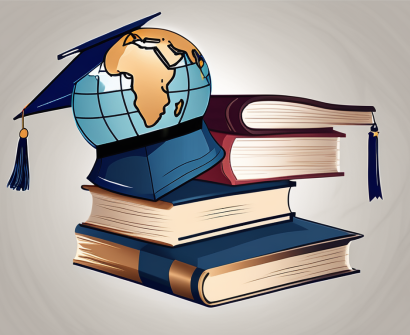 A stack of books with a graduation cap on top