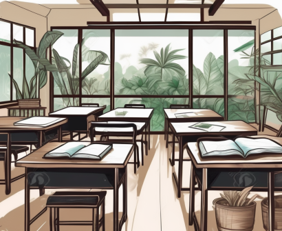 A typical thai classroom with a chalkboard