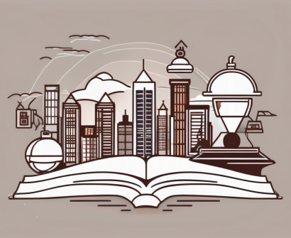 A balanced scale with symbols of education like books