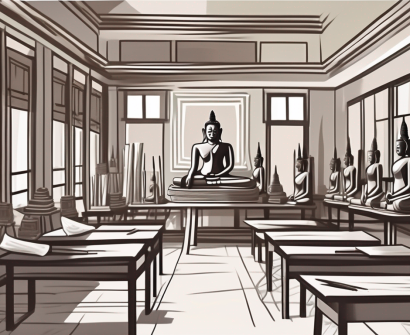 Traditional vietnamese art tools like paintbrushes