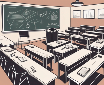 A classroom setting in singapore with a chalkboard