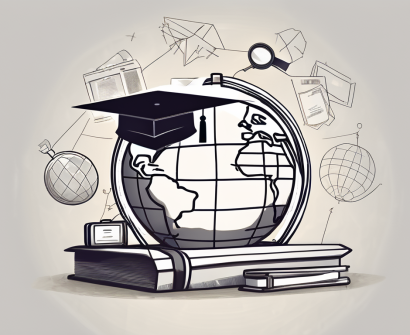 A graduation cap placed on top of a globe