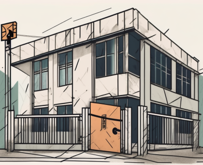 A school building with a crumbling facade