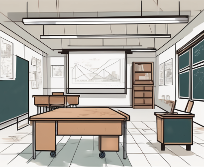 A classroom setting featuring symbolic elements from hong kong and the philippines