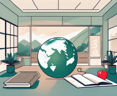 A peaceful hong kong school environment with elements like a classroom