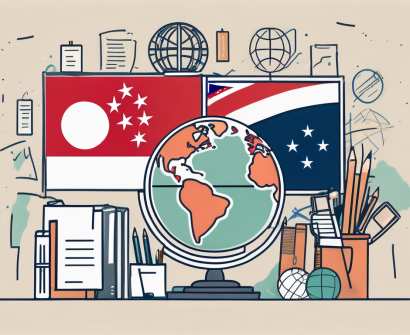 A classroom setting with diverse educational tools and symbols