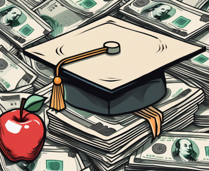 A graduation cap on top of a pile of chinese yuan notes