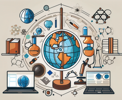 Various educational tools such as a laptop