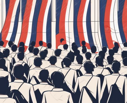 A thai school surrounded by various national flags