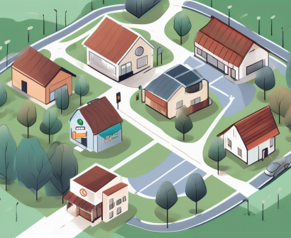 A map with various amenities like a grocery store