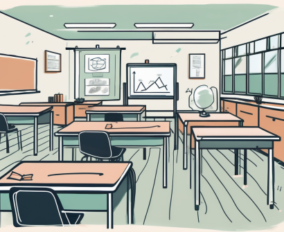 A classroom setting in hong kong with various educational tools and symbols