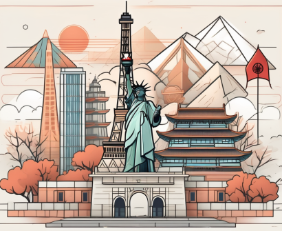 A variety of international landmarks