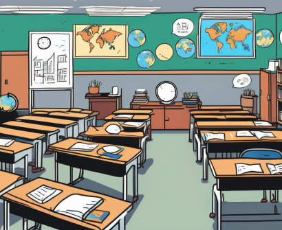 A classroom with empty desks implying teacher shortage