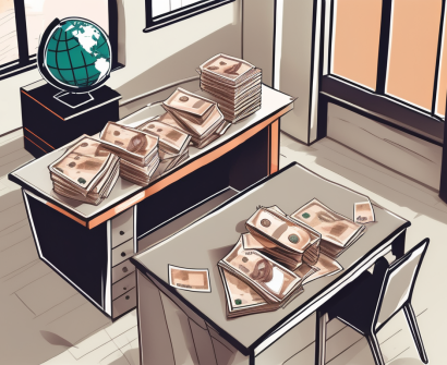 A classroom setting in dubai with a teacher's desk