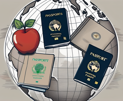 Five different passports representing different nationalities