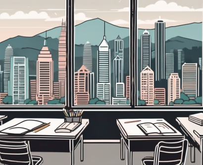 A classroom scene in hong kong with a chalkboard
