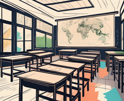 A traditional cambodian classroom setting with chalkboards