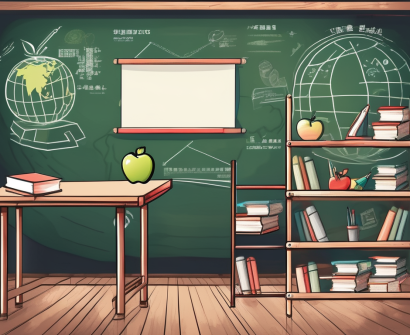 A classroom setting in hong kong with a chalkboard displaying a ladder symbolizing career progression