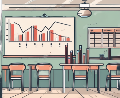 A classroom setting in china with teaching materials and a chalkboard