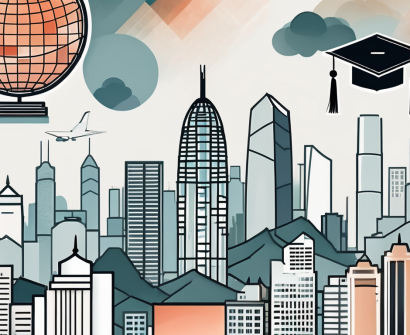 The hong kong skyline with iconic buildings