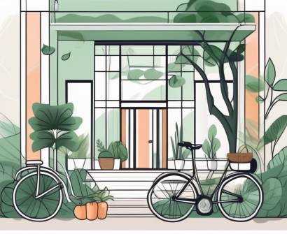 A serene thai school environment with elements such as a school building