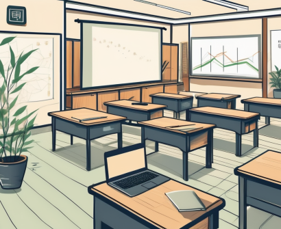A classroom setting in taiwan with traditional elements such as lanterns and bamboo plants