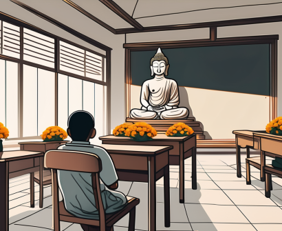 A typical thai classroom setting with desks