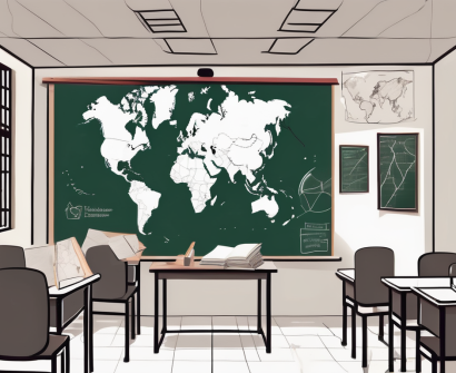 A classroom scene in hong kong with a chalkboard