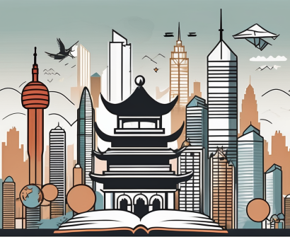 The hong kong skyline with iconic buildings