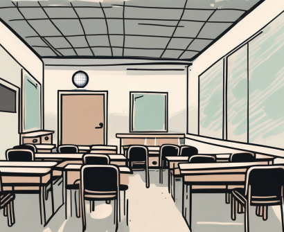 A malaysian classroom with empty chairs and desks