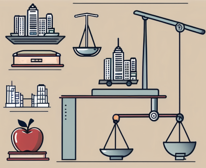 A balance scale with one side holding symbols of hong kong