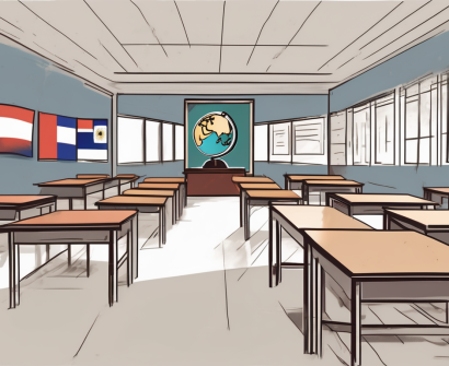 A classroom setting with empty desks symbolizing teacher retention issues