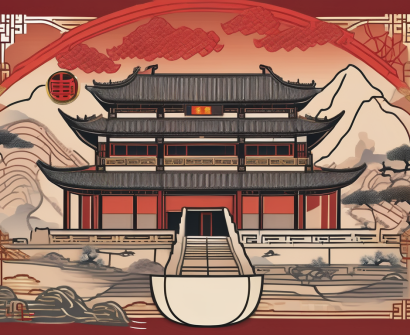 Four distinct symbolic elements representing different approaches to arts and humanities in china