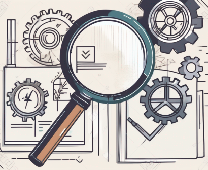 A magnifying glass hovering over a curriculum book