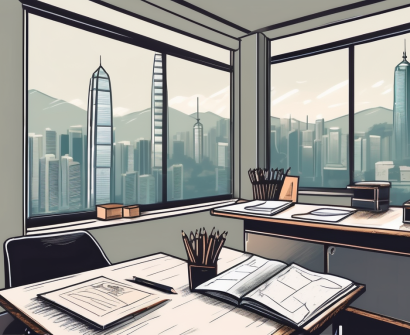 A classroom with a teacher's desk