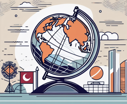 A malaysian public school with a globe highlighting malaysia and the iqts acronym subtly incorporated into the design