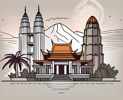 A resume placed on a desk with iconic malaysian elements like the petronas twin towers