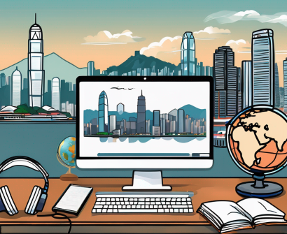Various language learning tools such as headphones