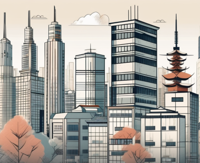 A diverse collection of ten stylized school buildings