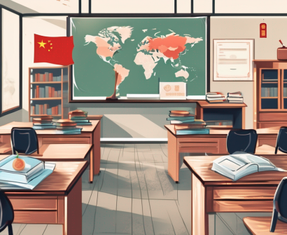 A classroom scene in china featuring various educational tools