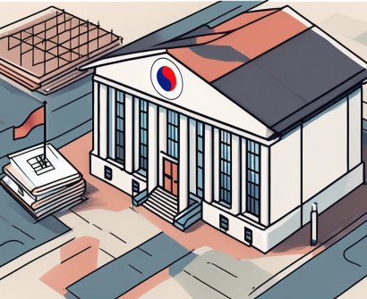 A school building with the south korean flag flying above it
