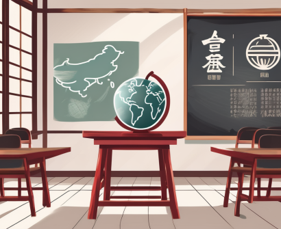 A classroom setting in china with two chalkboards symbolizing collaboration