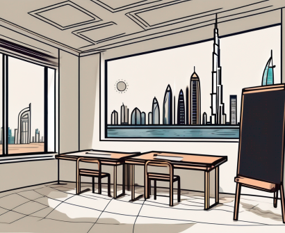 A classroom setting with a globe