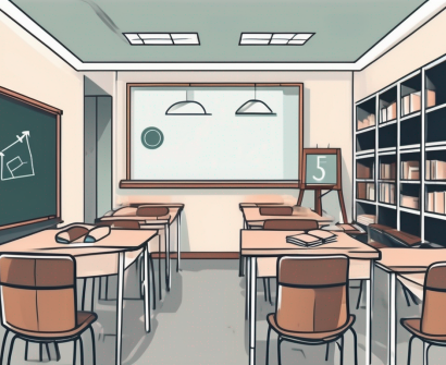 A classroom setting with a globe highlighting china