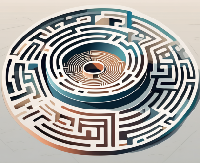 A complex maze in the shape of a graduation cap