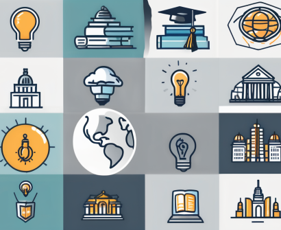 Four symbolic icons representing modern teaching techniques such as a digital tablet