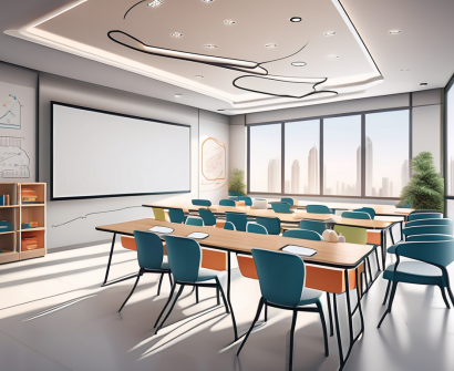 A modern classroom in dubai featuring four distinct areas