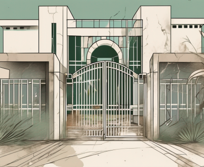 A university campus in the united arab emirates with visible signs of neglect and deterioration