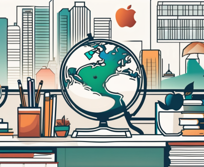 A diverse array of school-related items such as globes