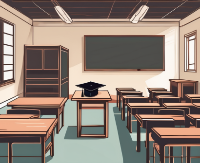 A classroom setting in china with a chalkboard